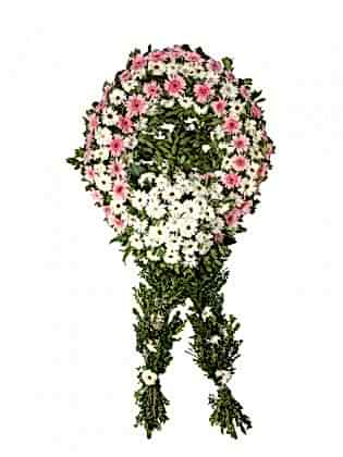 Pembe-Beyaz Gerberalar Cenaze Çelengi